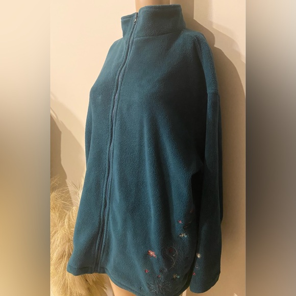 Vintage 90’s Northern Reflections Teal Paisley design Fleece zip up sweater XL - Picture 5 of 12